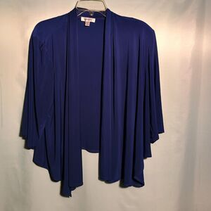 Women's Royal Blue Open-Front Cardigan – Lightweight 3/4 Sleeve Drape Layer